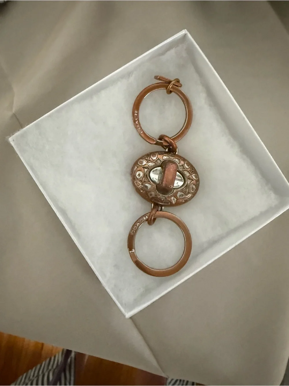 Coach Vintage Y2K Copper-Tone Oval Valet Keyring! So Cool!